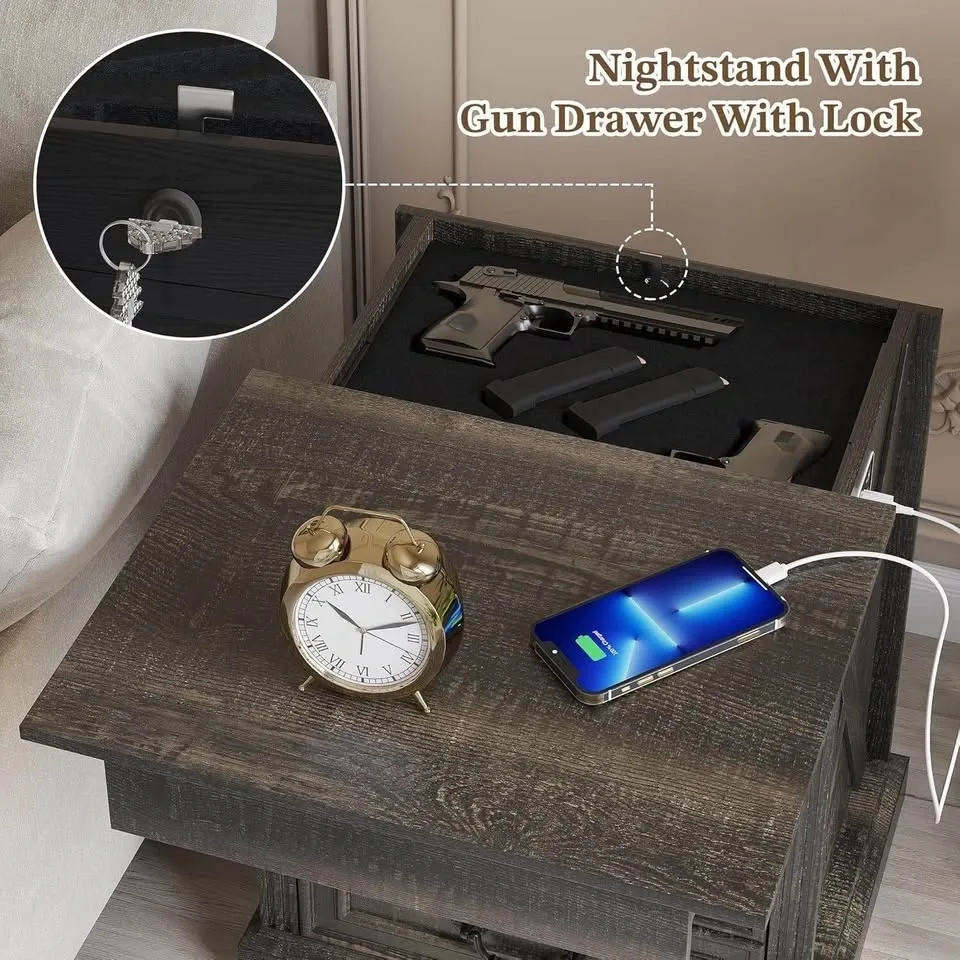 Farmhouse Nightstand with Gun Drawer - photo 3
