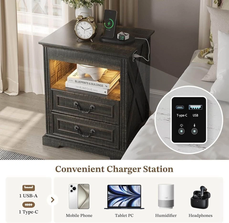 Farmhouse Nightstand with Gun Drawer - photo 4