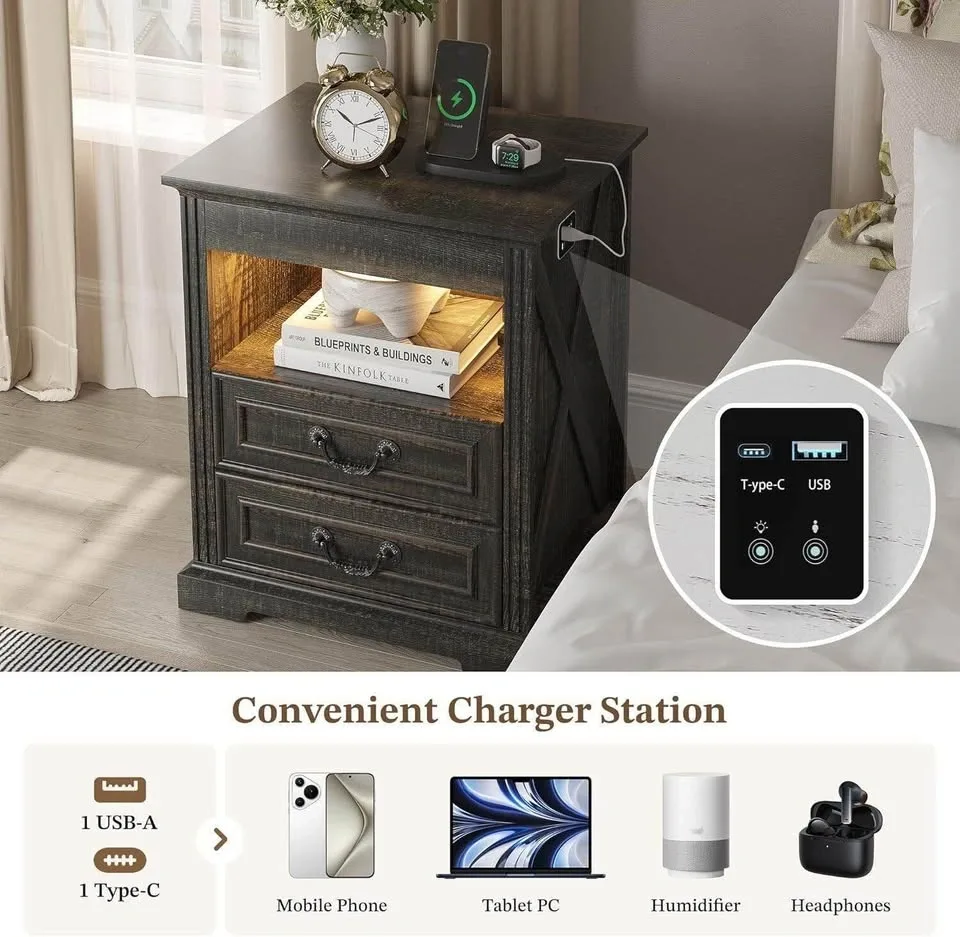 Farmhouse Nightstand with Gun Drawer - photo 4