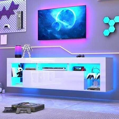 ChVans Floating TV Stand for 75" TV, White