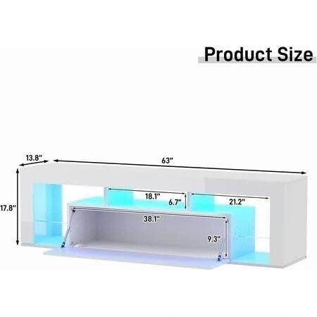 ChVans Floating TV Stand for 75" TV, White - photo 2