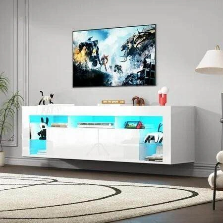 ChVans Floating TV Stand for 75" TV, White - photo 4