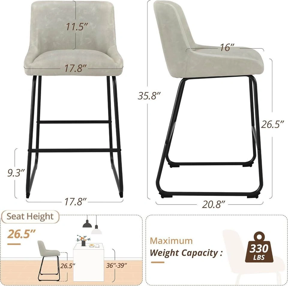 2 LUE BONA 26" Counter Bar Stools, Set of 2 - photo 2