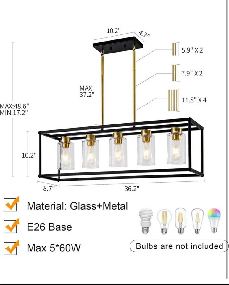 HCCZ 5 Light Dining Room light fixture - photo 3