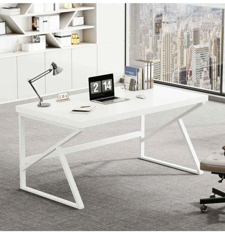 HSH White Computer Desk, Modern Wood Home Office Desk - photo 3