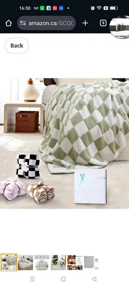 Checkered Throw Blanket, Knitted Checkerboard Grid Warmer