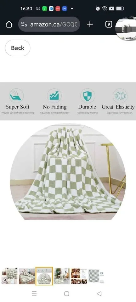Checkered Throw Blanket, Knitted Checkerboard Grid Warmer - photo 3
