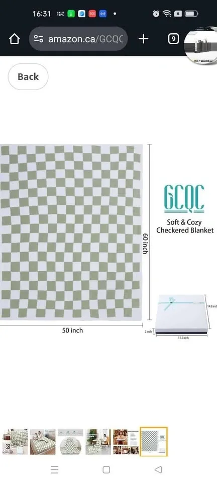 Checkered Throw Blanket, Knitted Checkerboard Grid Warmer - photo 5