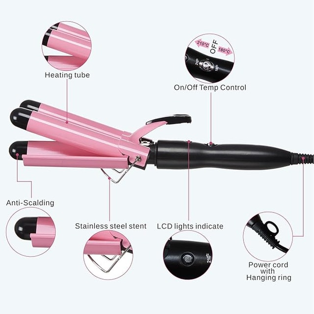 TOP4EVER 3-Barrel Curling Iron Hair Waver - photo 2