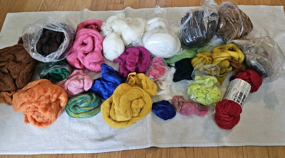 Huge lot of wool roving for felting