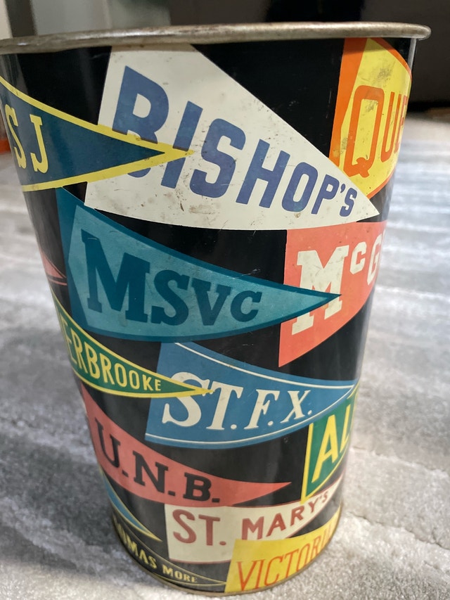Vintage Canadian University Trash Can - photo 2