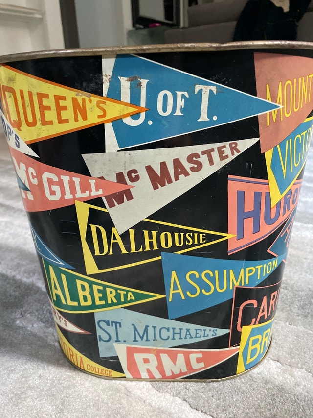 Vintage Canadian University Trash Can - photo 3