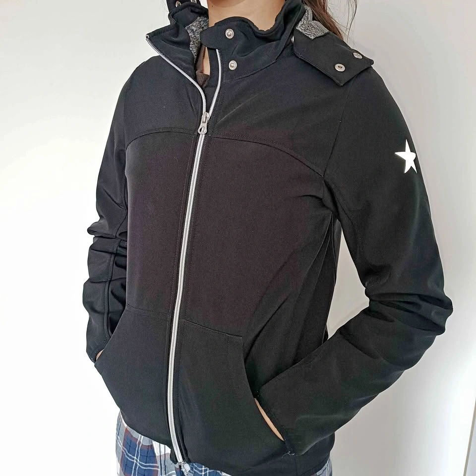 Girls' Black Hooded Waterproof Raincoat