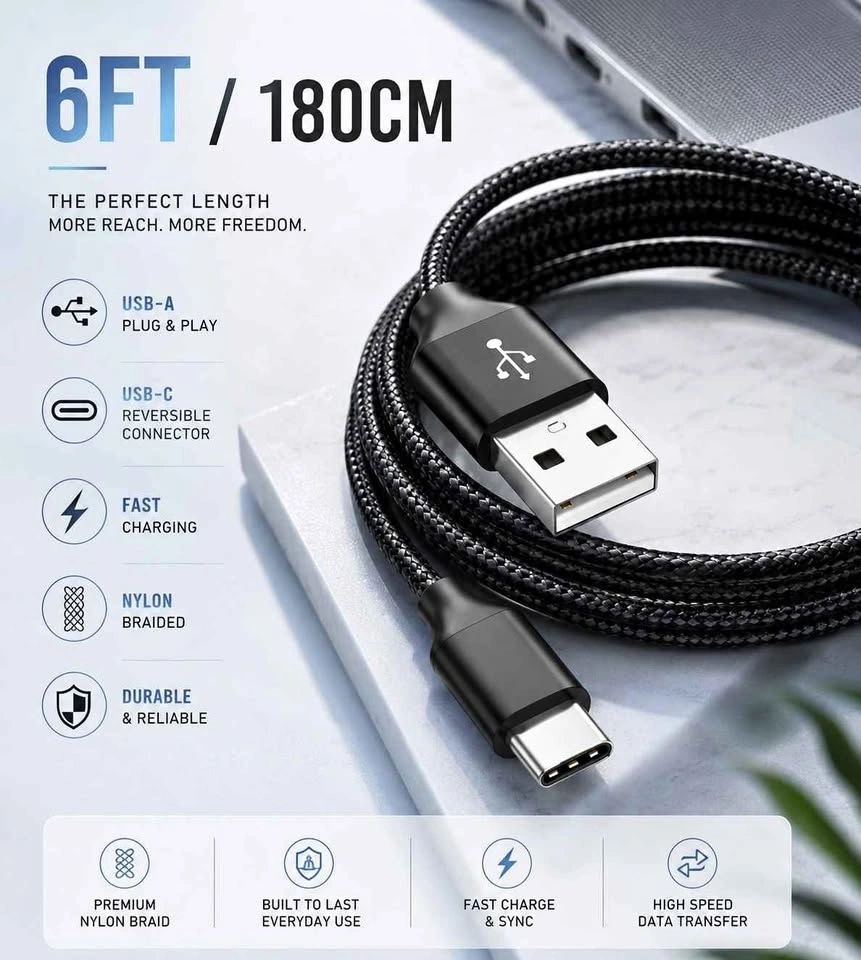 Brand new - USB to Type-C Cable- Fast Charging 6 feet