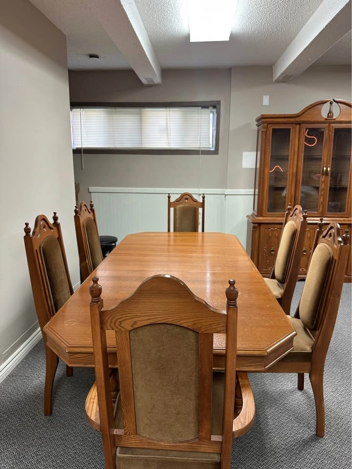 2 Piece Wood Glass Cabinet and Fine Wood Dining Table - photo 2