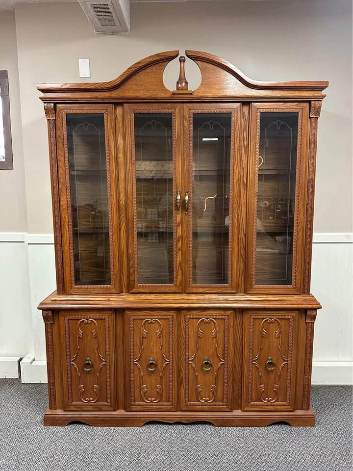 2 Piece Wood Glass Cabinet and Fine Wood Dining Table - photo 3