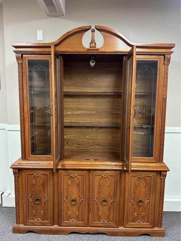 2 Piece Wood Glass Cabinet and Fine Wood Dining Table - photo 4