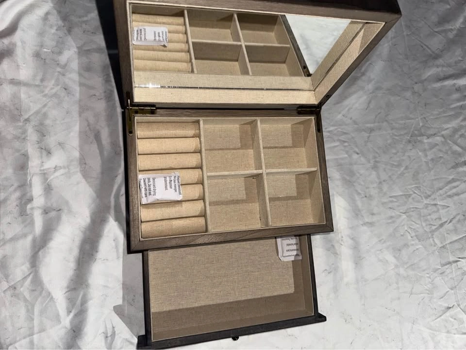 Wooden Jewelry Box with Mirror and Drawer - photo 3