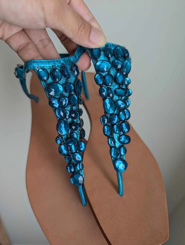 NEW Mellow Yellow Turquoise Gemstone Leather Sandals - US7.5 - photo 5