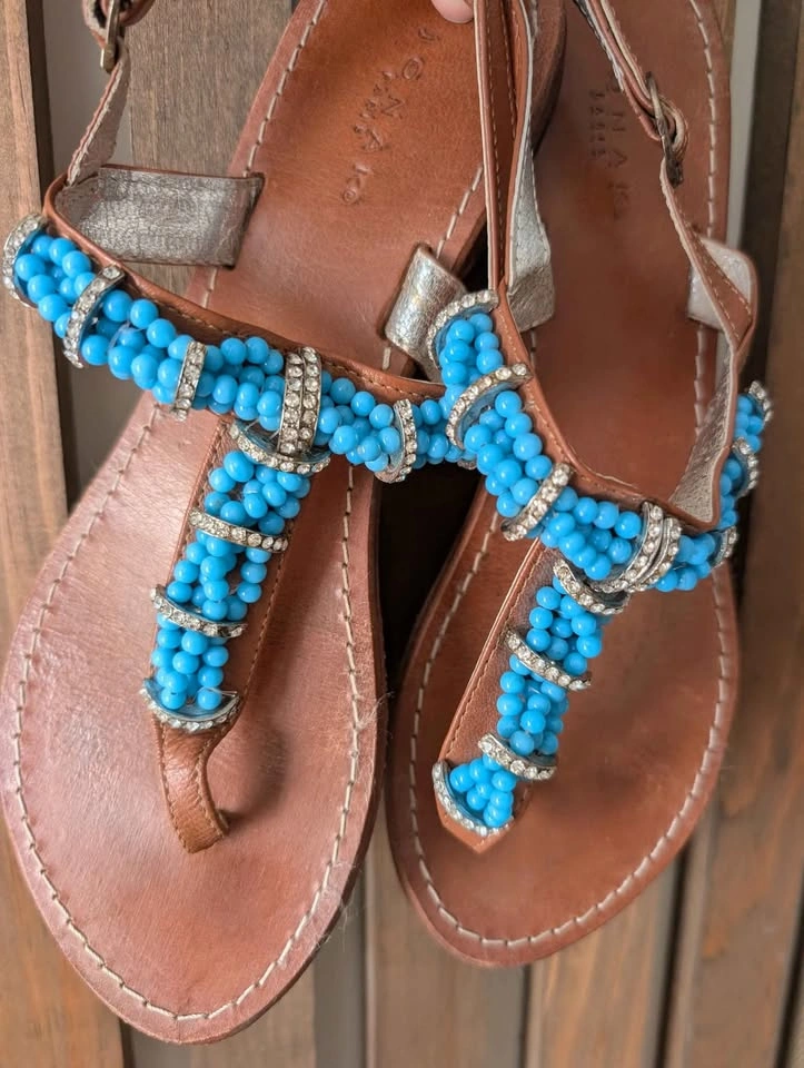 Jonak Paris Leather Sandals with Gemstones - US7 - photo 2