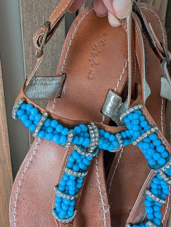 Jonak Paris Leather Sandals with Gemstones - US7 - photo 3