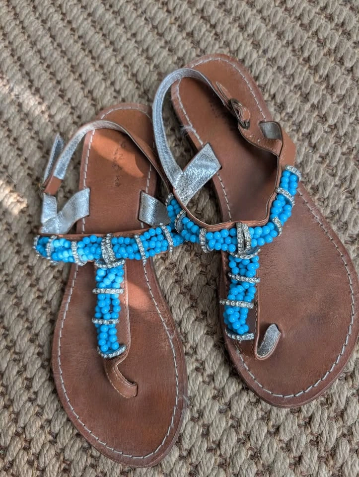 Jonak Paris Leather Sandals with Gemstones - US7 - photo 4