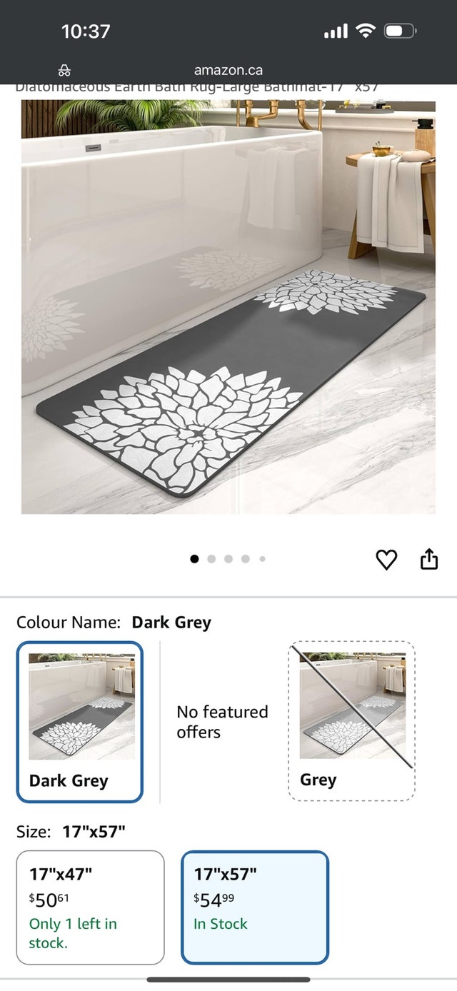Diatomaceous Earth Bath Mat 17x57 - Brand New