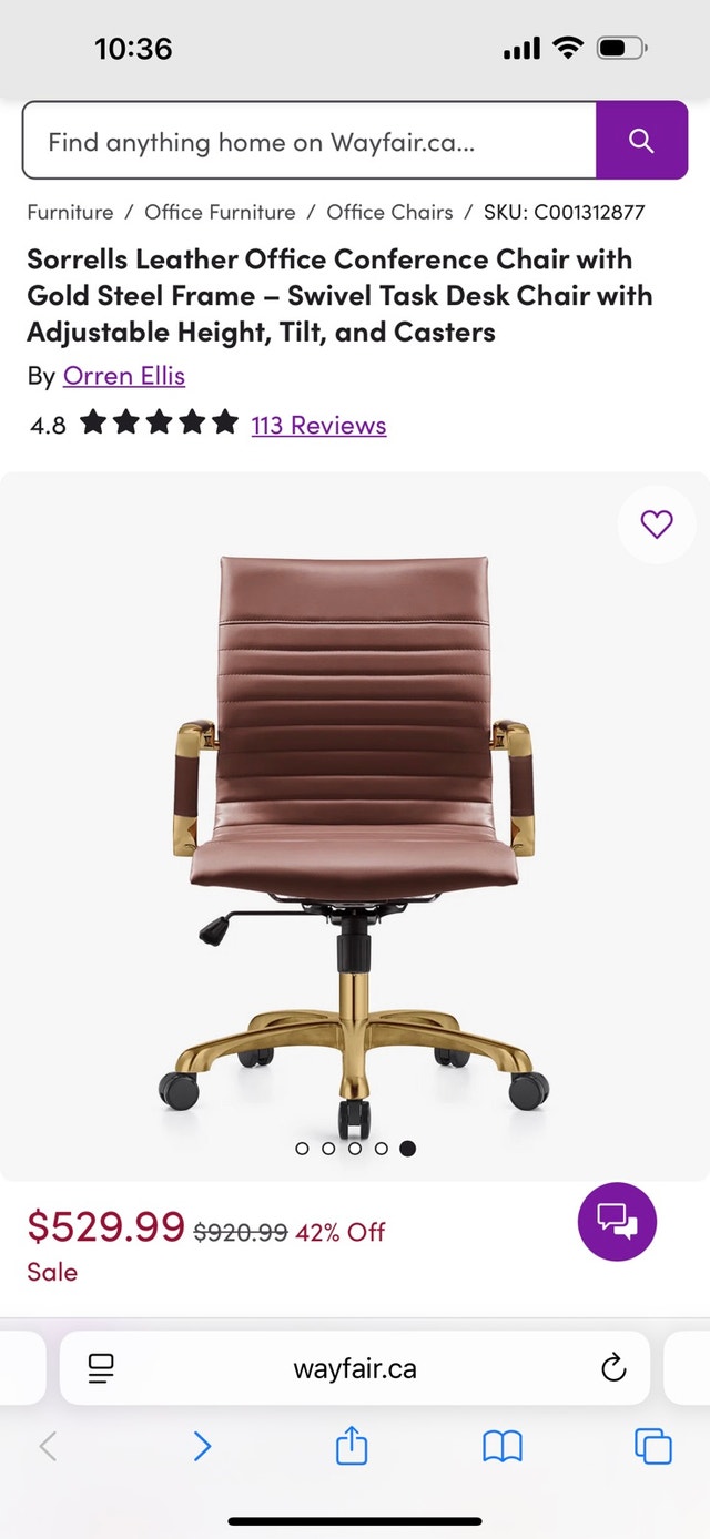 Orren Ellis Sorrells Leather Office Chair - Brand New In Box