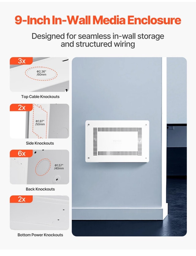 VEVOR 9-Inch In-Wall Media Enclosure