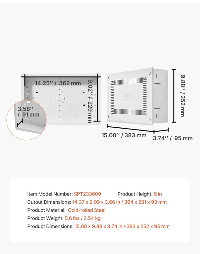 VEVOR 9-Inch In-Wall Media Enclosure - photo 4