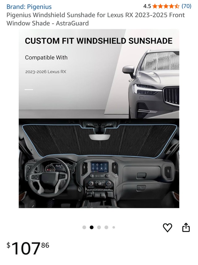 Pigenius Windshield Sunshade for Lexus RX - photo 4