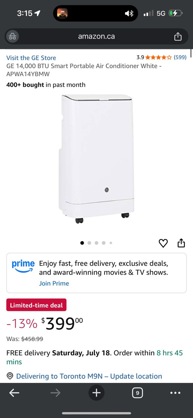 GE Portable Air Conditioner - 14000BTU - Delivery Available