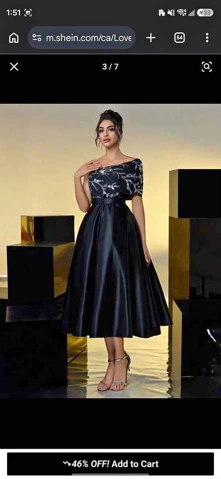 Elegant Black One-Shoulder Cocktail Dress – Size 6