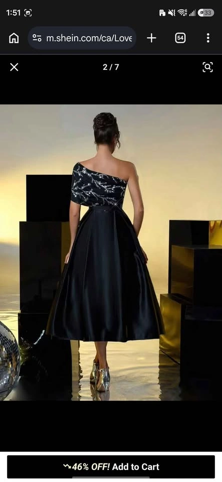 Elegant Black One-Shoulder Cocktail Dress – Size 6 - photo 4
