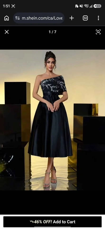 Elegant Black One-Shoulder Cocktail Dress – Size 6 - photo 5