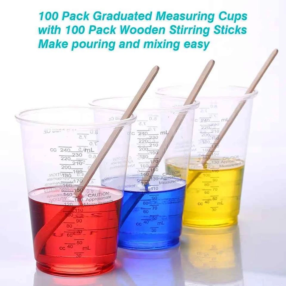 Oillase 100pcs 8oz Graduated Clear Plastic Measuring Cups