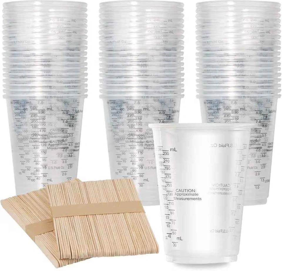 Oillase 100pcs 8oz Graduated Clear Plastic Measuring Cups - photo 2