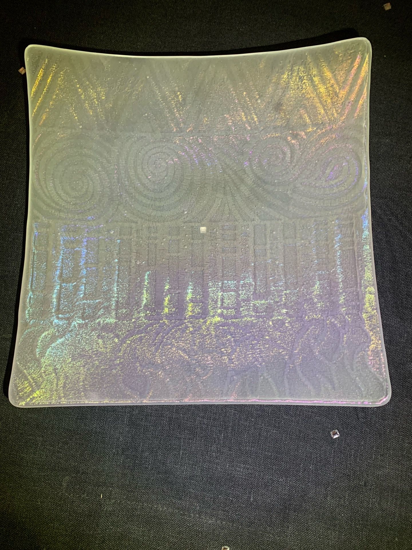 Hand Slumped Iridescent Glass Trinket Dish - photo 2