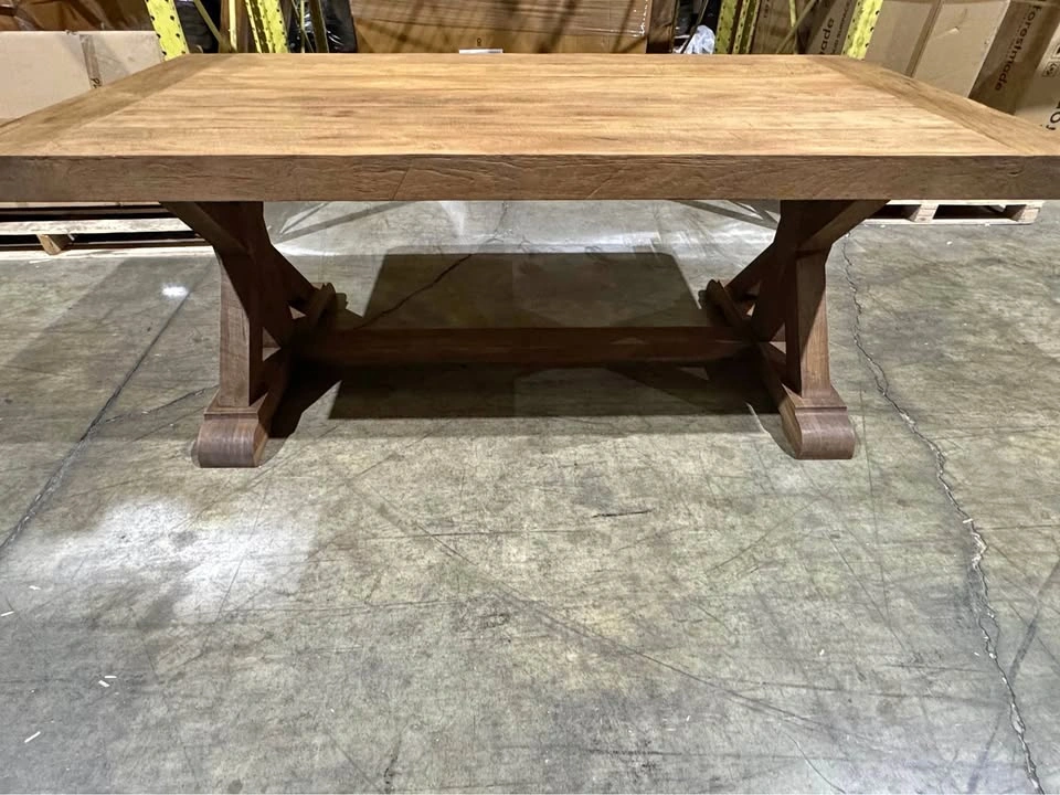 Rustic Wood Trestle Dining Table