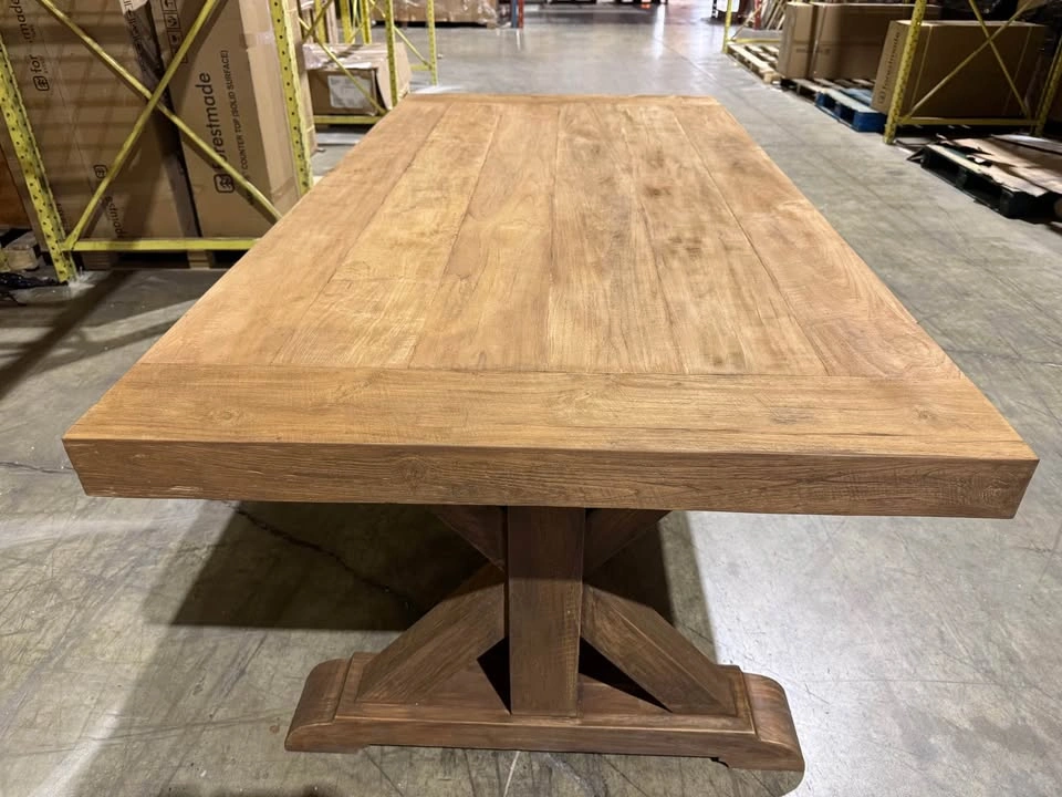 Rustic Wood Trestle Dining Table - photo 2
