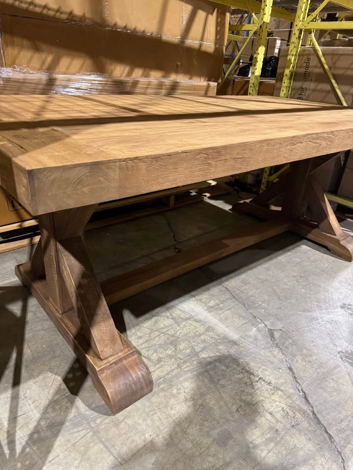 Rustic Wood Trestle Dining Table - photo 3
