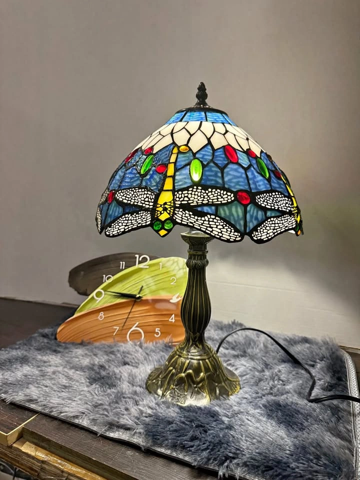 C4532 12" Dragonfly Tiffany Lamp – Stained Glass Table Light