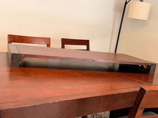 Solid Dark wood Dining Table with extendable leaf and 5 chairs - photo 5