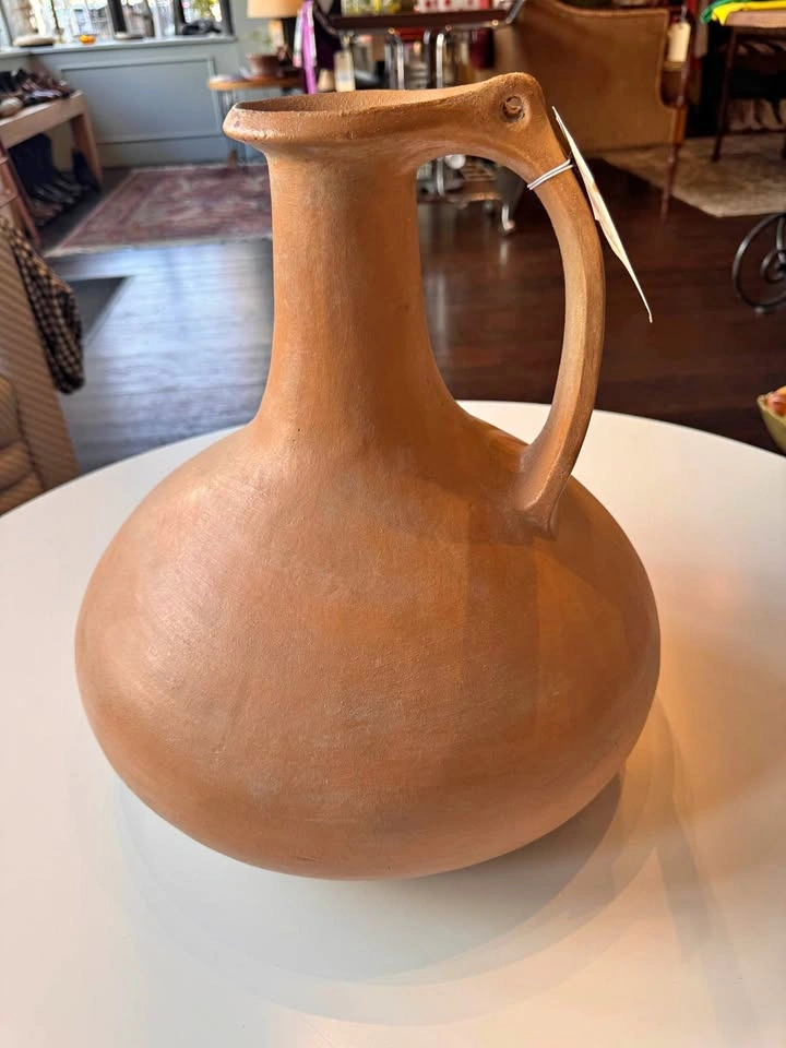 Large Handcrafted Terracotta Amphora Jug | Rustic Vase