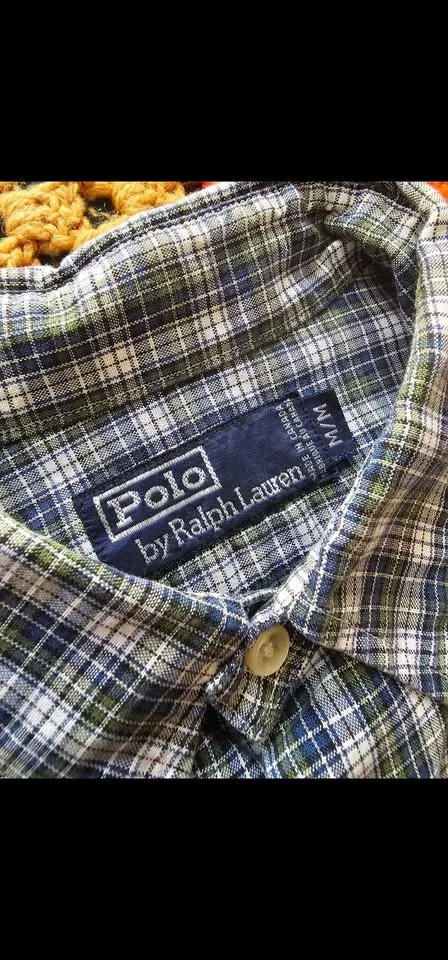 Size M Vintage Polo Ralph Lauren Long Sleeve Plaid Shirt image indicator(9)