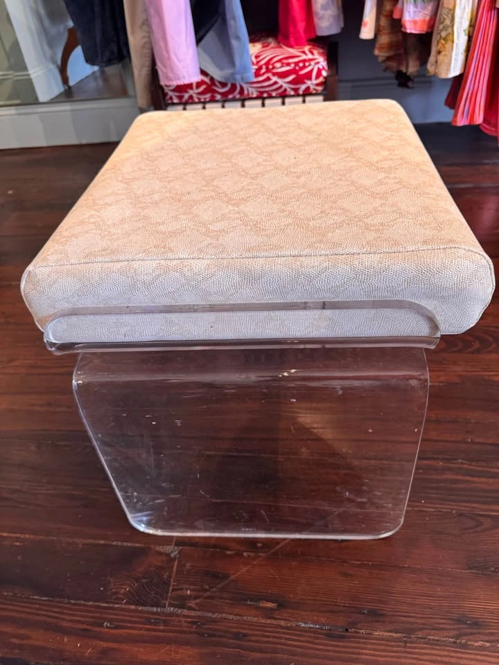 Modern Lucite Acrylic Ottoman Bench | Upholstered Vanity Seat - photo 2