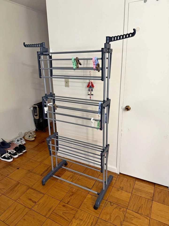 Rolling Clothes Drying Rack with Wings & Hanger Hooks