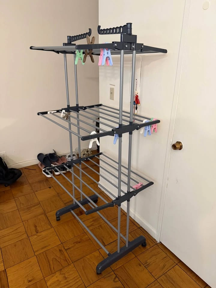 Rolling Clothes Drying Rack with Wings & Hanger Hooks - photo 2