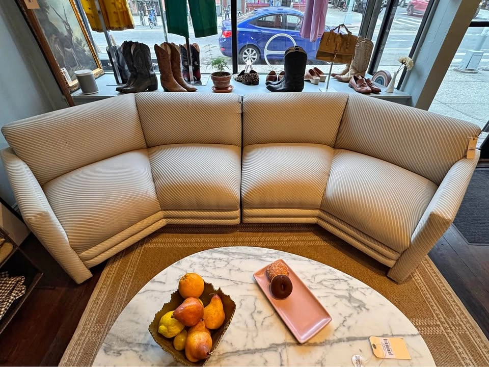 Vintage 1980s Postmodern Curved Sectional Sofa