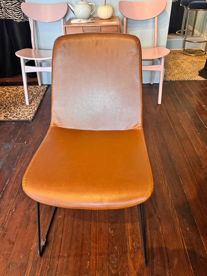 Faux leather and metal dining chair